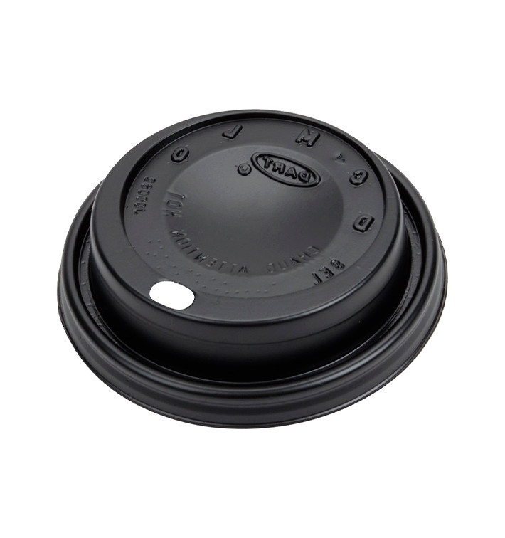 Tapa Travel con Agujero PS para Vaso Foam y Cartón Negra Ø8,1cm (1000 Uds)
