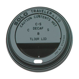 Tapa Travel con Agujero PS para Vaso Cartón Negra Ø8,0cm (100 Uds)