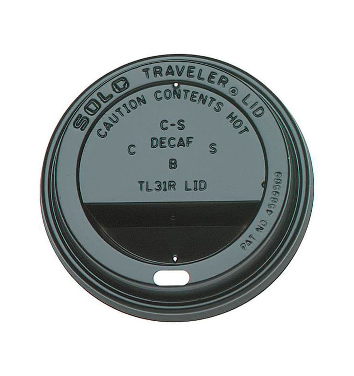 Tapa Travel con Agujero PS para Vaso Cartón Negra Ø8,0cm (100 Uds)