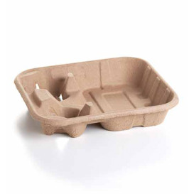 Portavasos de Cartón para 2 huecos con Bandeja (250 Uds)