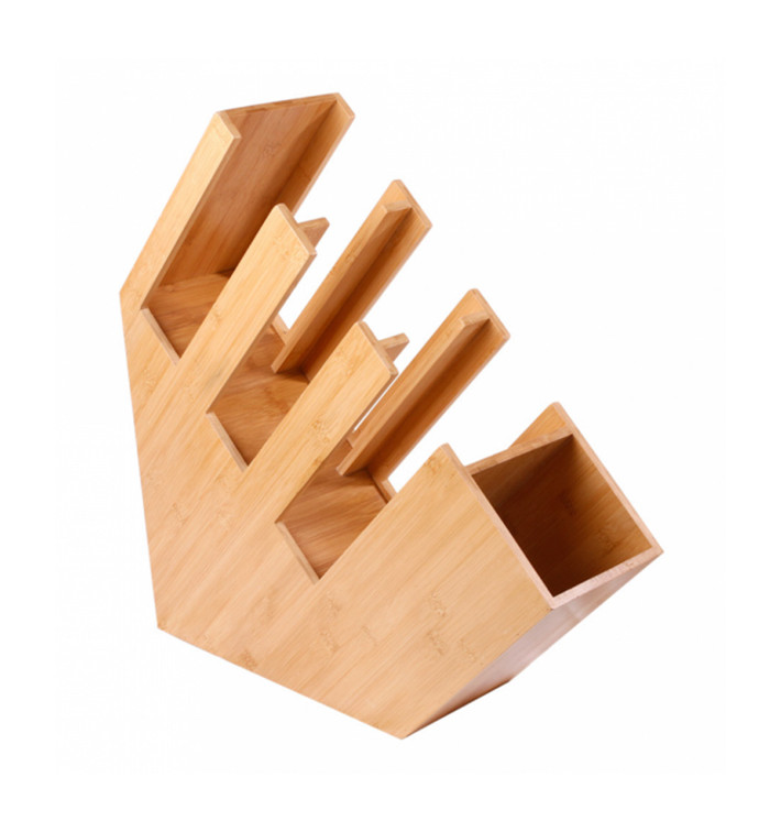 Organizador Vasos, Tapas y Pajitas Bambú 14x50x50cm (1 Ud)