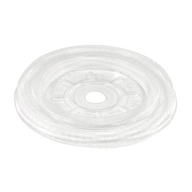 Tapa Plana PLA Transparente con Agujero Ø7,8cm (100 Uds)