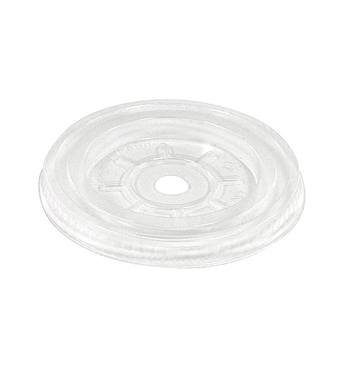 Tapa Plana PLA Transparente con Agujero Ø7,8cm (3000 Uds)