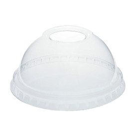 Tapa Cupula Agujero PET para Vaso Transp. Ø78mm (50 Uds)