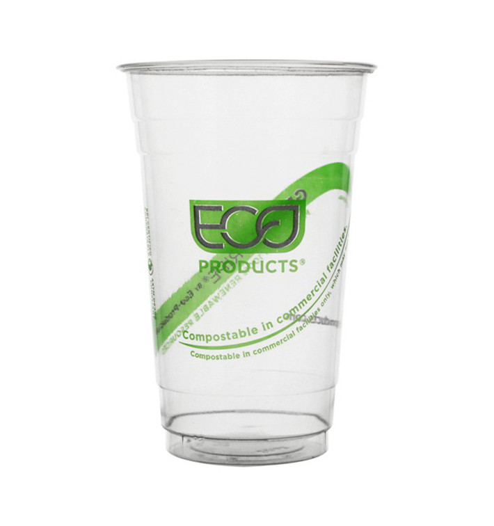 Vaso Almidón de Maíz PLA "Green Stripe" 590ml (50 Uds)