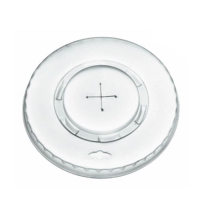 Tapa Plana con Cruz PLA Transp. Ø9,5cm (100 Uds)