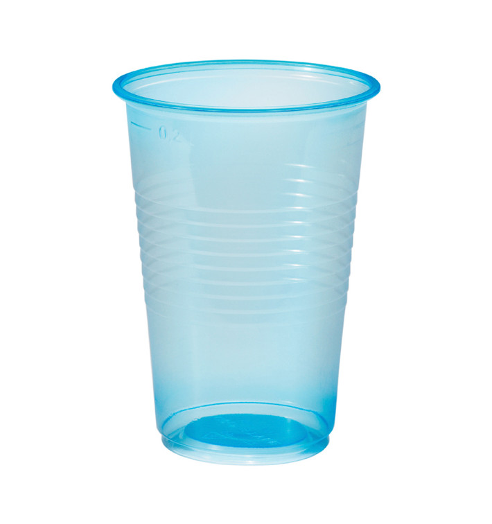 Vaso de Plastico PP Azul Transparente 230ml (100 Uds)