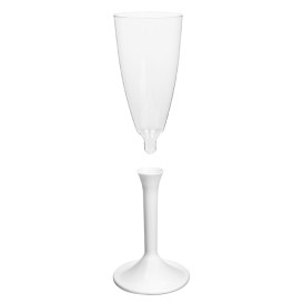 Copa Plastico Cava Pie Blanco 120ml 2P (200 Uds)