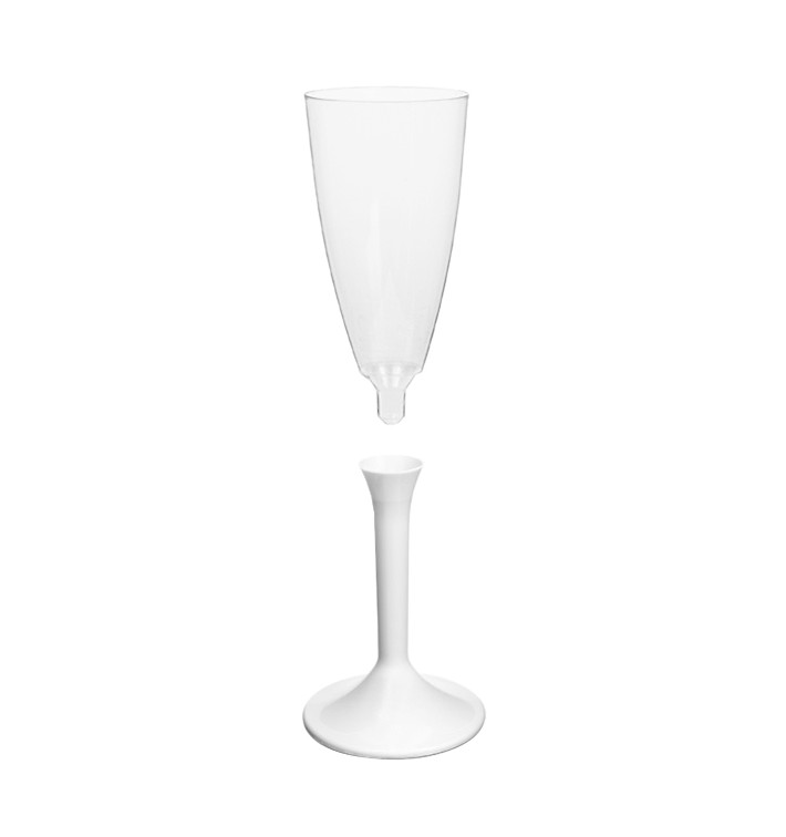 Copa Plastico Cava Pie Blanco 120ml 2P (200 Uds)