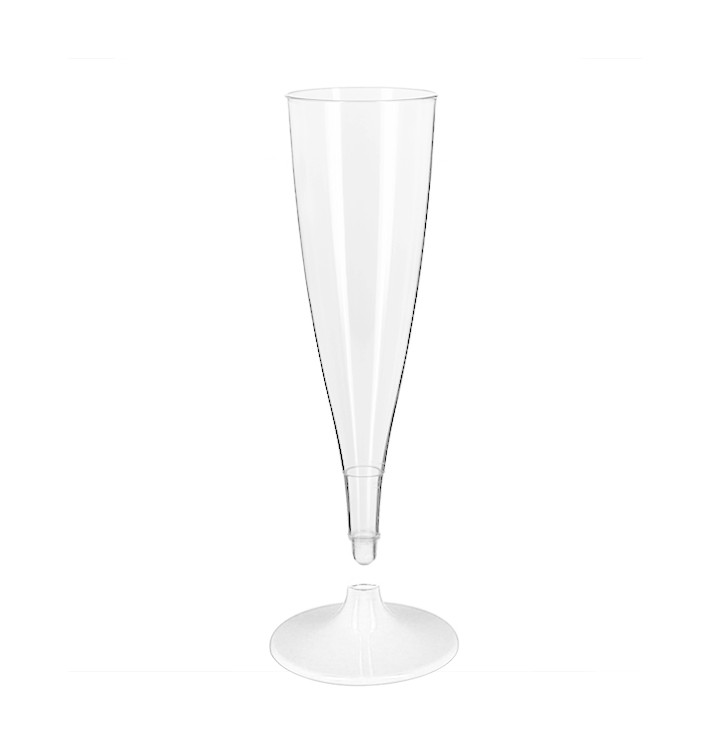 Copa Plástico Reutilizable Cava Pie Blanco 140ml 2P (6 Uds)