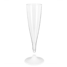 Copa Plástico Reutilizable Cava Pie Blanco 140ml 2P (48 Uds)