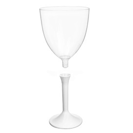 Copa Plastico Vino Pie Blanco 300ml 2P (20 Uds)