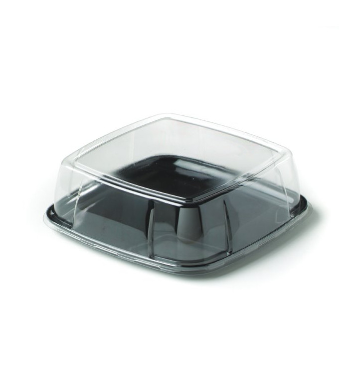 Bandeja Reutilizable PS Cuadrada Dura Negro con Tapa 40x40cm (5 Uds)