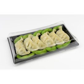 Bandeja Reutilizable PET Negra con Tapa 12x16cm (300 Uds)
