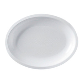 Bandeja Reutilizable PP Ovalada Round Blanca 25,5x19cm (600 Uds)