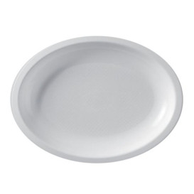 Bandeja Reutilizable PP Ovalada Round Blanca 31,5x22cm (25 Uds)