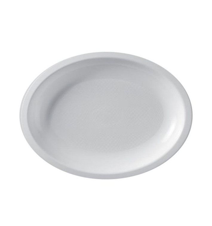 Bandeja Reutilizable PP Ovalada Round Blanca  31,5x22cm (25 Uds)