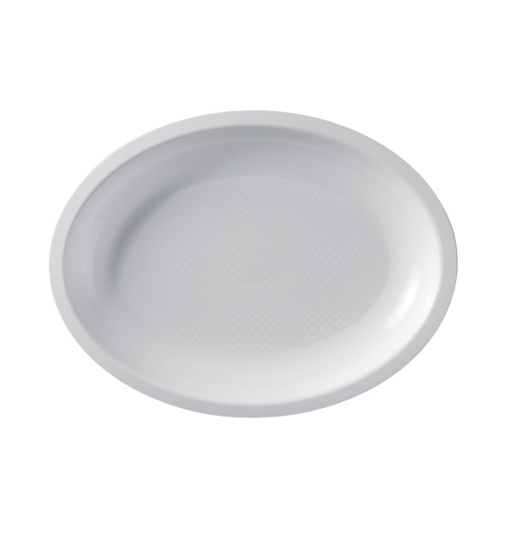 Bandeja Reutilizable PP Ovalada Round Blanca  25,5x19cm (50 Uds)