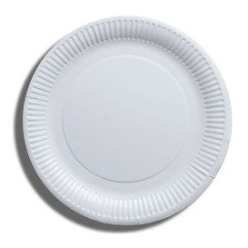 Plato de Papel Blanco Biodegradable Ø23 cm (100 Uds)