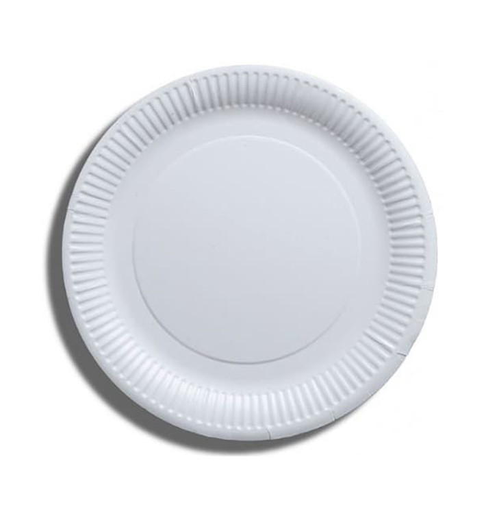 Plato de Papel Blanco Biodegradable Ø23 cm (100 Uds)