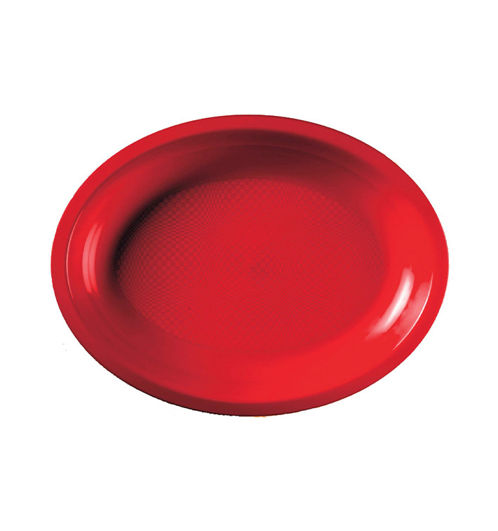 Bandeja Reutilizable PP Ovalada Round Rojo 31,5x22cm (300 Uds)