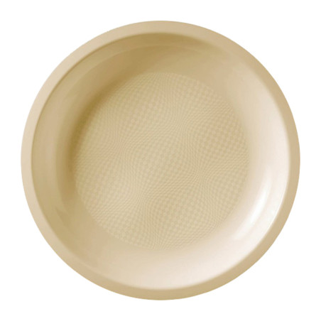 Plato Duro Reutilizable PP Llano Crema "Round" Ø22cm (600 Uds)