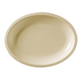 Bandeja Reutilizable PP Ovalada Round Crema  25,5x19cm (50 Uds)