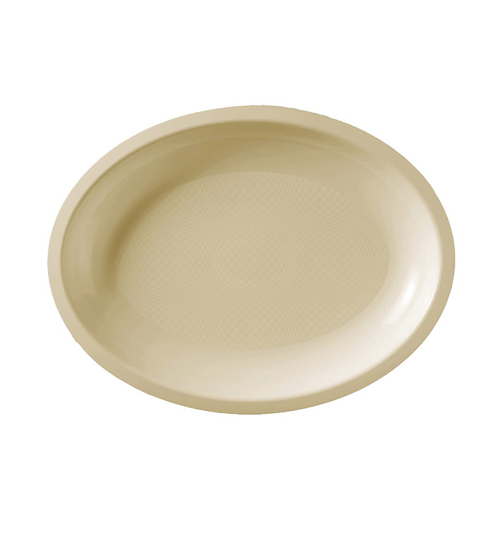 Bandeja Reutilizable PP Ovalada Round Crema  25,5x19cm (600 Uds)