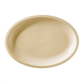 Bandeja Reutilizable PP Ovalada Round Crema 31,5x22cm (25 Uds)