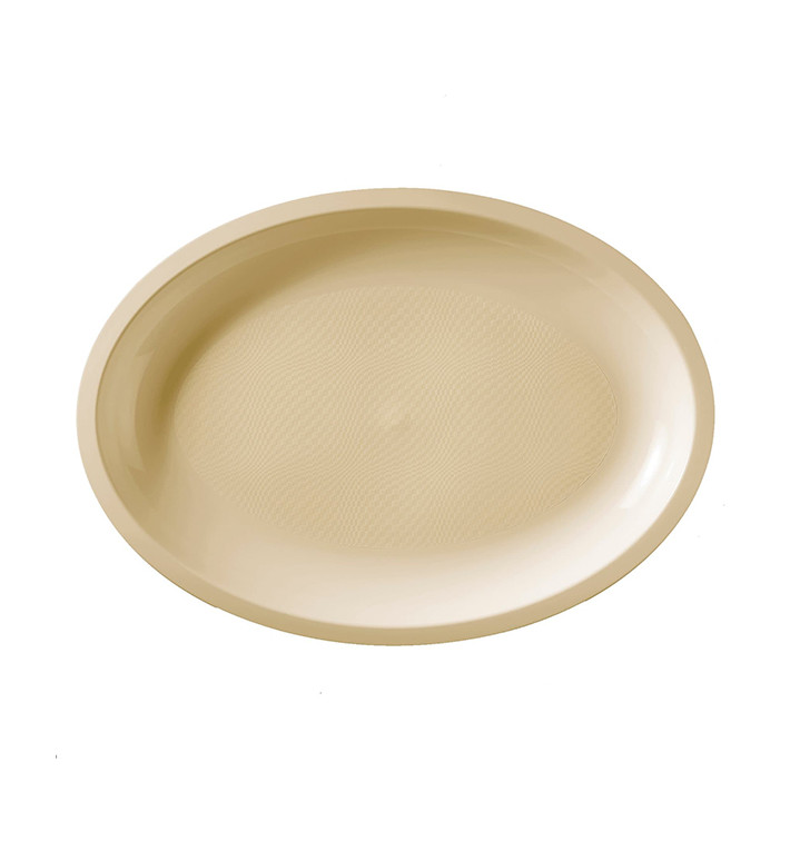Bandeja Reutilizable PP Ovalada Round Crema  31,5x22cm (300 Uds)