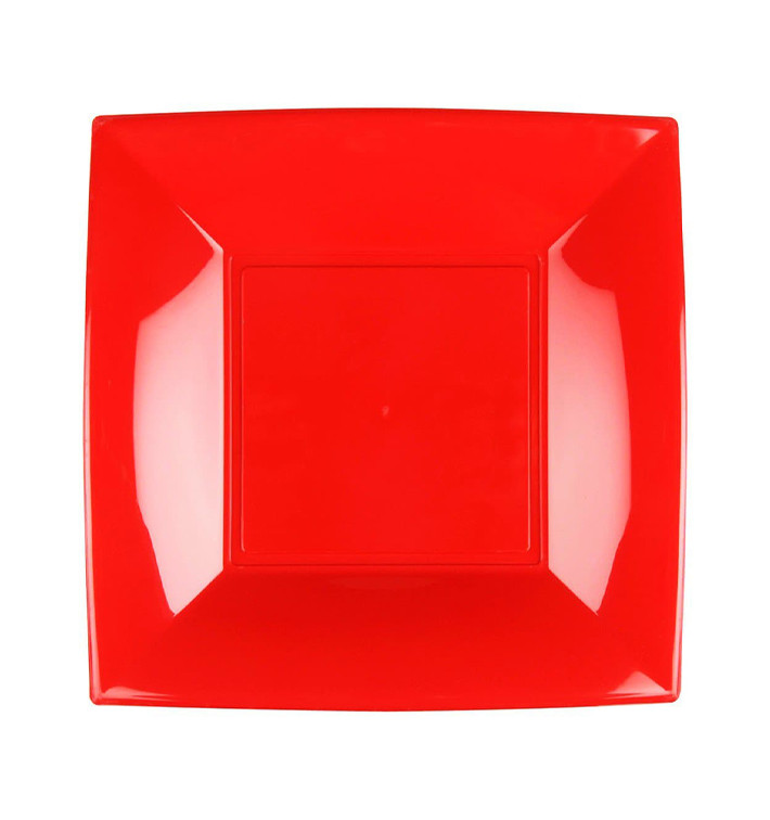 Plato Llano Reutilizable PP Rojo Nice 18cm (300 Uds)