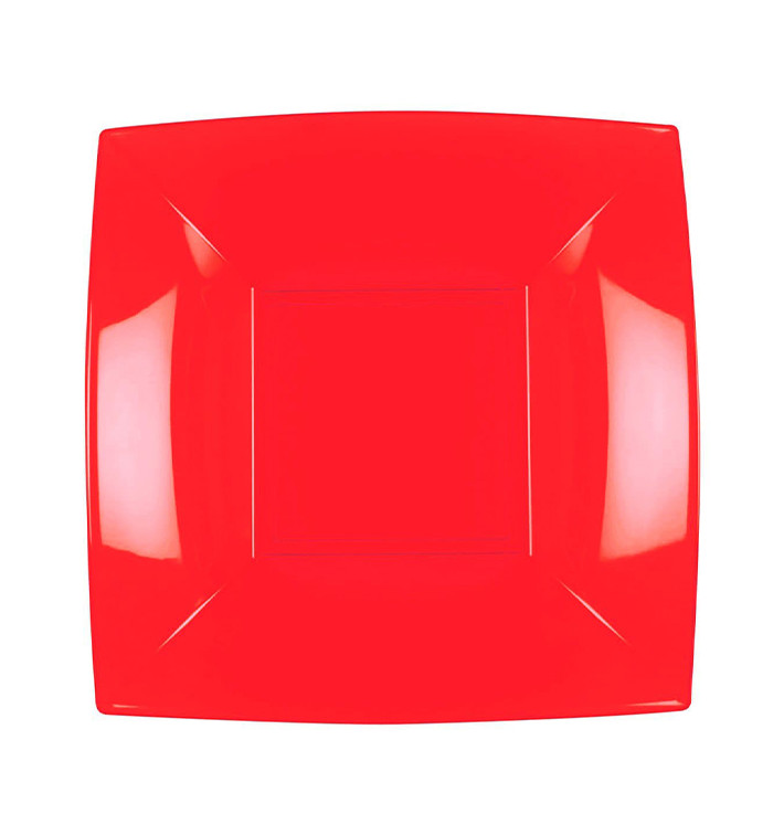 Plato Hondo Reutilizable PP Rojo Nice 18cm (25 Uds)