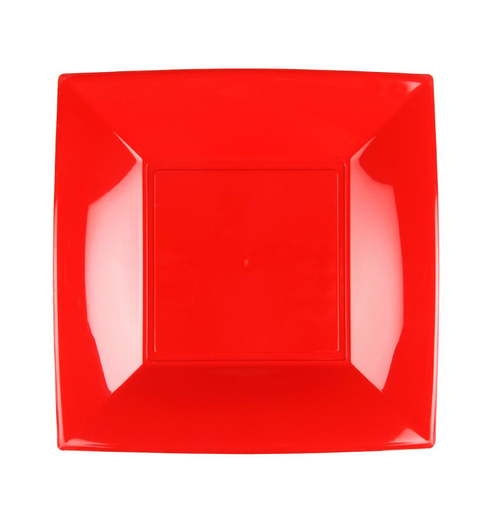 Plato Llano Reutilizable PP Rojo Nice 23cm (25 Uds)