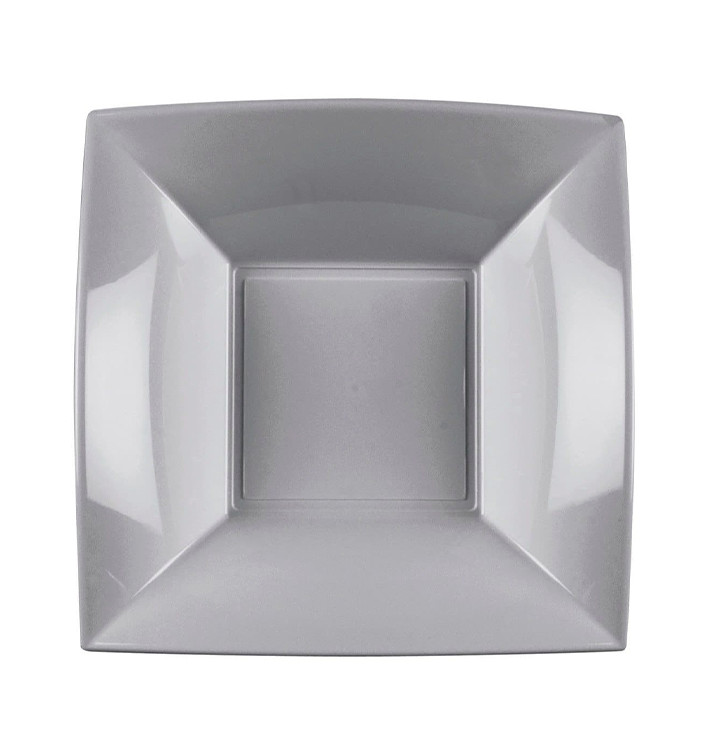 Plato Hondo Reutilizable PP Gris Nice 18cm (25 Uds)