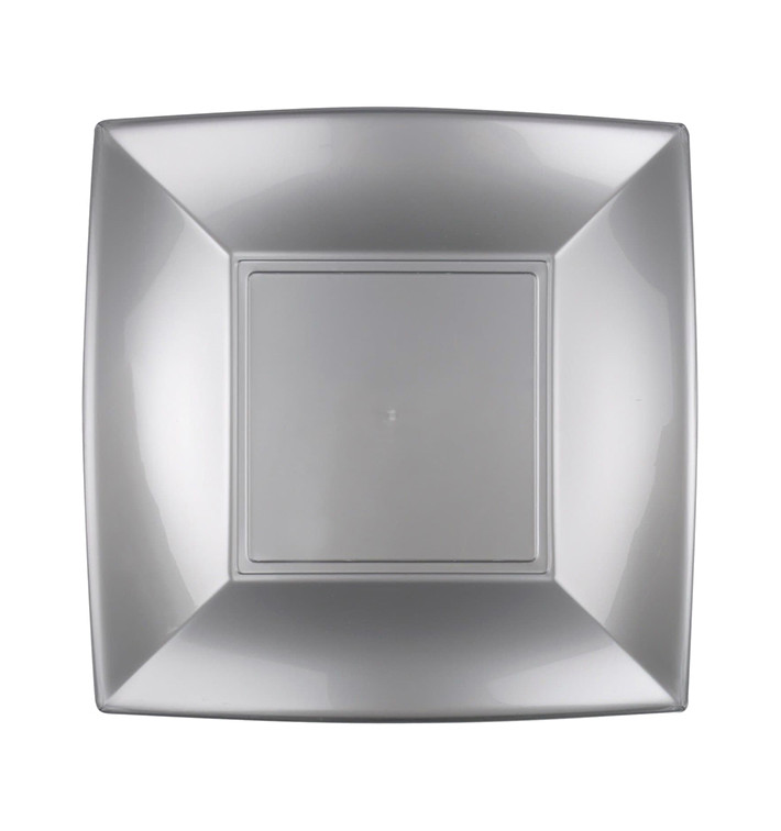 Plato Llano Reutilizable PP Gris Nice 23cm (300 Uds)