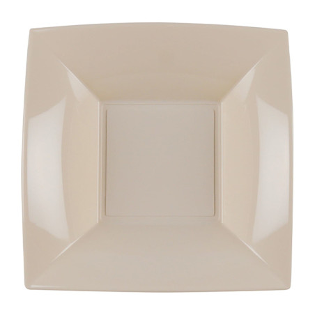 Plato Duro Reutilizable PP Hondo Beige "Nice" 18cm (25 Uds)