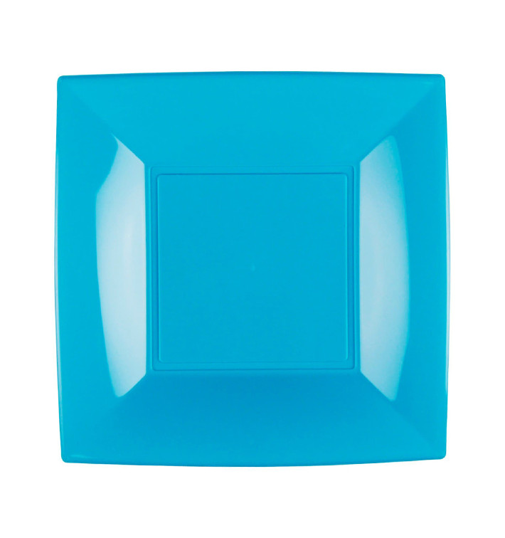 Plato Llano Reutilizable PP Turquesa Nice 23cm (300 Uds)