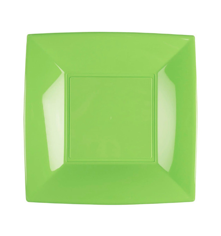 Plato Llano Reutilizable PP Verde Lima Nice 18cm (25 Uds)