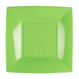 Plato Llano Reutilizable PP Verde Lima Nice 18cm (300 Uds)