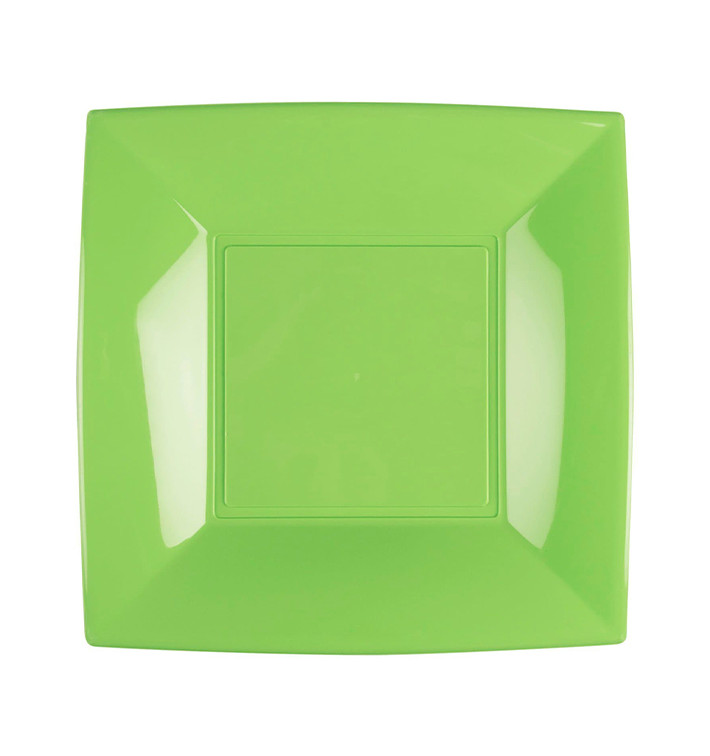 Plato Llano Reutilizable PP Verde Lima Nice 23cm (25 Uds)