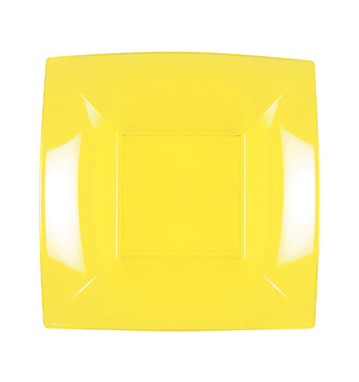 Plato Llano Reutilizable PP Amarillo Nice 18cm (25 Uds)