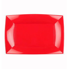 Bandeja Reutilizable PP Rojo Nice 28x19cm (12 Uds)