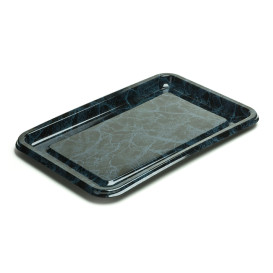 Bandeja Reutilizable PET Rectangular Mármol 46X30cm (5 Uds)