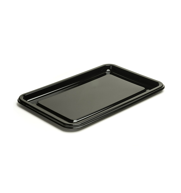 Bandeja Reutilizable PET Rectangular Negra 46X30cm (50 Uds)