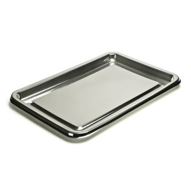 Bandeja Reutilizable PET Rectangular Plata 46X30cm (50 Uds)