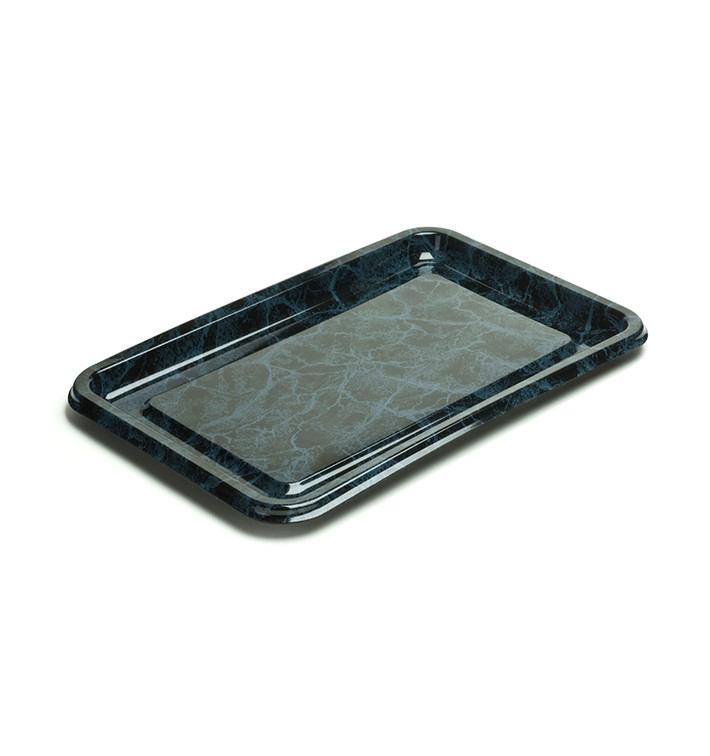 Bandeja Reutilizable PET Rectangular Mármol 55X37cm (5 Uds)