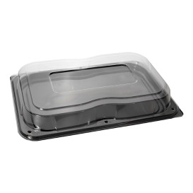 Bandeja Reutilizable PET Negra con Tapa 46x30cm (15 Uds)