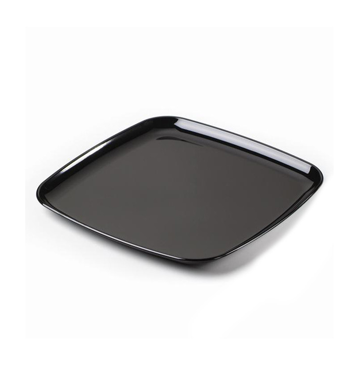 Bandeja Reutilizable PS Cuadrado Dura Negro 27x27cm (25 Uds)