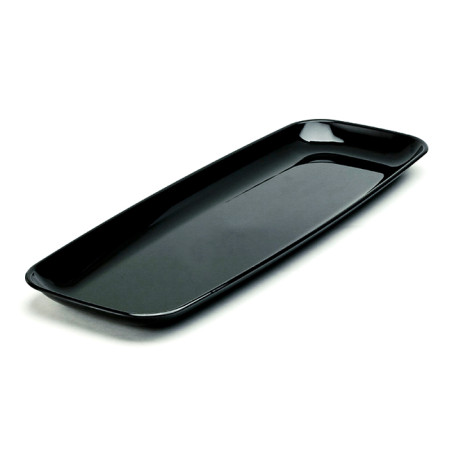 Bandeja Reutilizable PS Rectangular Dura Negro 22x56cm (5 Uds)