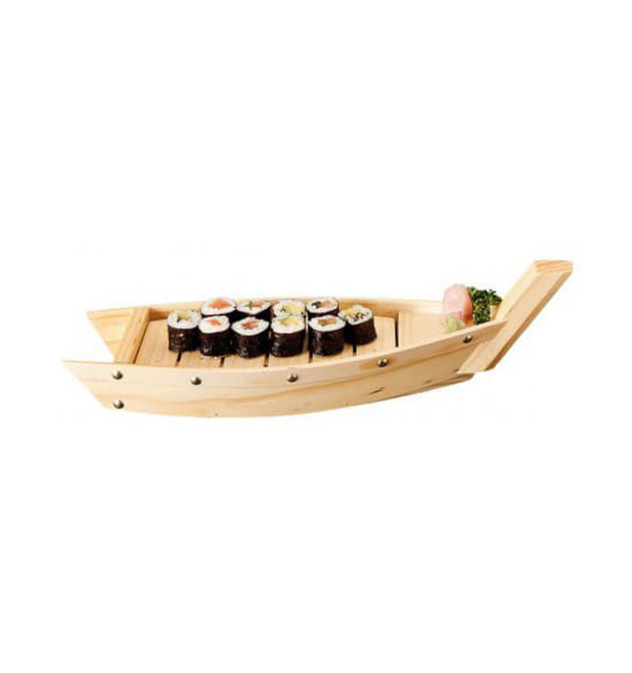 Bandeja Barco para Sushi de Madera 44x13x11cm (1 Ud)